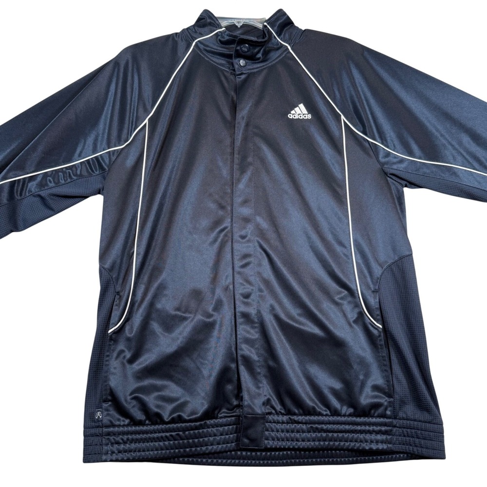 Adidas Basketball Dazzle Jacket Mens 2XL Dark Navy Snap Botton Warm Up Athletic